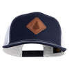 Pine Tree Faux Leather Patched Premium Mesh Trucker Cap - Navy White OSFM