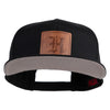 Old English H Faux Leather Patched Cotton Flat Bill Pro Cap - Black OSFM