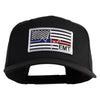 USA Flag EMT Silver Blue Red Patched Solid Cotton Twill 5 Panel Prostyle Snap Cap - Black OSFM