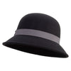 Women's Cloche With Colored Ribbon Hat - Black-Grey OSFM
