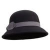 Women's Cloche With Colored Ribbon Hat - Black-Grey OSFM
