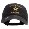 Licensed U.S. Army Retired Military Embroidered Washed Solid Pigment Dyed Cotton Twill Brass Buckle Cap - Black OSFM