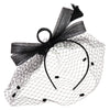 Women's Side Sinamay Loop and Mini Pom Pom Clip On Fascinator - Black OSFM
