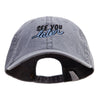 See You Later Embroidered Big Size Washed Pigment Dyed Cap - Grey XL-3XL