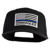 USA Flag Police Silver Blue Patched Solid Cotton Twill 5 Panel Prostyle Snap Cap - Black OSFM