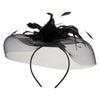 Women's Polyester Sheer Net Feathered Flower Accent Fascinator - Black OSFM