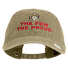 The Few The Proud US Marine Embroidered Washed Solid Pigment Dyed Cotton Twill Brass Buckle Cap - Khaki OSFM