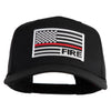 USA Flag Fire Silver Red Patched Solid Cotton Twill 5 Panel Prostyle Snap Cap - Black OSFM