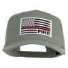 USA Flag Fire Silver Red Patched Solid Cotton Twill 5 Panel Prostyle Snap Cap - Grey OSFM