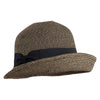 UPF 50+ Women's Braid Ribbon Band Cloche Hat - Black Tweed OSFM