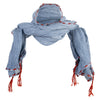 Women's Sheer Big Stitch Hanging Tassels Summer Scarf Shawl - Blue OSFM