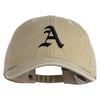 Old English A Embroidered Big Size Washed Pigment Dyed Cap - Khaki OSFM