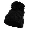 Women's Thick Weave Pom Long Beanie - Black OSFM