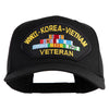 WWII-Korea-Vietnam Veteran Patched Solid Cotton Twill 5 Panel Prostyle Snap Cap - Black OSFM