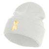 Yellow Awareness Embroidered Patched 12 Inch Long Knitted Beanie - White OSFM