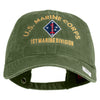 U.S. Marine Corps 1st Marine Division Embroidered Washed Solid Pigment Dyed Cotton Twill Brass Buckle Cap - Olive OSFM