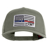 USA Flag EMT Silver Blue Red Patched Solid Cotton Twill 5 panel Mesh Back Cap - Grey OSFM