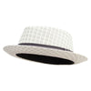 Big Size Wove Paper Straw Wide Brim Porkpie Upbrim Fedora - White XL-2XL