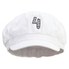 Number 4 Embroidered Cotton Elastic Big Size Newsboy Cap - White XL-2XL