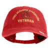 2nd Marine Division Veteran Embroidered Washed Solid Pigment Dyed Cotton Twill Brass Buckle Cap - Red OSFM