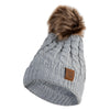 Women's Knitted Winter Cuff Long Beanie with removeable Pom Pom