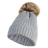 Women's Knitted Cuff Long Winter Beanie with Removable Pom Pom
