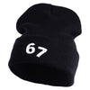 Six Seven Numbers Meme Logo Embroidered 12 Inch Solid Long Beanie Made in USA - Black OSFM