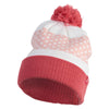 Polka Dot Cuffed Long Beanie with Pom Pom - Light Pink OSFM