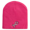 Pink Ribbon Breast Cancer Embroidered Short Beanie