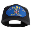 U.S. Navy Retired Blue Patched Solid Cotton Twill Pro Style Cap - Black OSFM