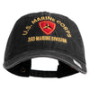 U.S. Marine Corps 3rd Marine Division Embroidered Washed Solid Pigment Dyed Cotton Twill Brass Buckle Cap - Black OSFM
