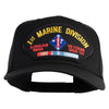 1st Marine Division Korean War Veteran 1950-1953 Patched Solid Cotton Twill 5 Panel Prostyle Snap Cap - Black OSFM