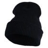 Waffle Knit Mid Weight Cuffed Long Beanie - Black OSFM