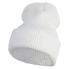 Waffle Knit Mid Weight Cuffed Long Beanie - White OSFM