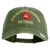 4th Marine Division Retired Embroidered Washed Solid Pigment Dyed Cotton Twill Brass Buckle Cap - Olive OSFM