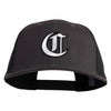 Old English White C Patched Cotton Deluxe Trucker Ball Cap - Charcoal Black OSFM