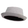 Big Size Polyester Linen Mixed Porkpie Upbrim Fedora - Grey XL-2XL