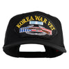 Korea War Vet Patched Solid Cotton Twill 5 Panel Prostyle Snap Cap - Black OSFM