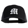 Old English White M Patched Cotton Deluxe Trucker Ball Cap - Black Grey OSFM