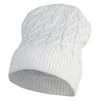 Cable Knit Cuffed Long Beanie - White OSFM