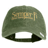 United States Marines Semper Fi Embroidered Washed Solid Pigment Dyed Cotton Twill Brass Buckle Cap - Olive OSFM