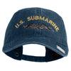 US Submarine Logo Military Embroidered Washed Solid Pigment Dyed Cotton Twill Brass Buckle Cap - Navy OSFM