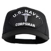U.S. Navy Corpsman Patched Solid Cotton Twill Pro Style Cap - Black OSFM