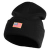 Small Patriotic American Flag Iron on Embroidered Patched 12 Inch Long Knitted Beanie - Black OSFM