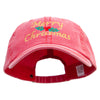Merry Chirstmas Embroidered Big Size Washed Pigment Dyed Cap - Red XL-3XL