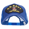 US Navy Veteran Patched Big Size Solid Cotton Twill High Profile Mesh Pro Style Cap - Royal XL-3XL