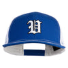 Old English White V Patched Cotton Deluxe Trucker Ball Cap - Royal White OSFM