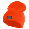 Small Patriotic Grey American Flag Iron on Embroidered Patched 12 Inch Long Knitted Beanie - Orange OSFM