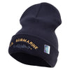 Licensed Made in USA US Submarine Symbol Embroidered 12 Inch Solid Knit Cuff Long Beanie - Navy OSFM
