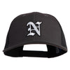 Old English White N Patched Cotton Deluxe Trucker Ball Cap - Charcoal Black OSFM
